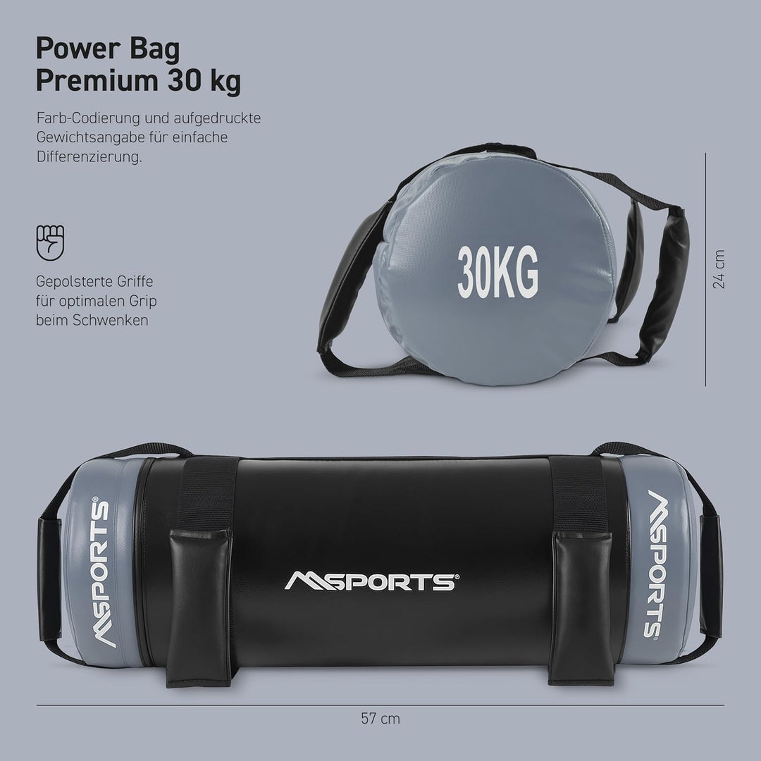 MSPORTS Power Bag Premium 5-30 kg Fitness Bag - Sandsack für Functional Fitness Gewichtssack, 30 kg