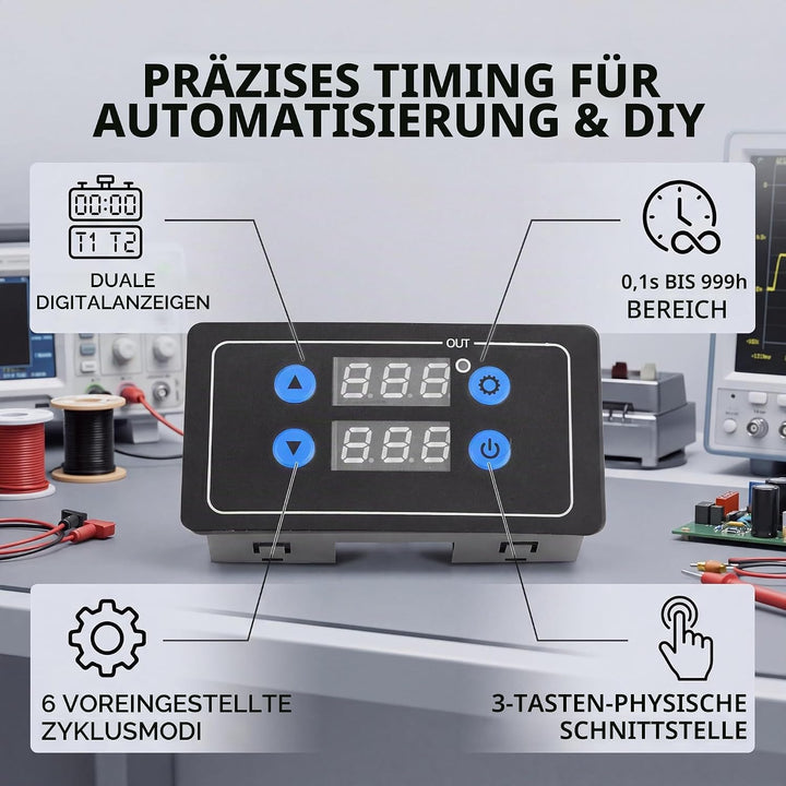 YF-4 Zeitrelais Einstellbare Zyklusverzögerung Zeitrelais DC 12 V Digitalanzeige Zeitverzögerung Bor