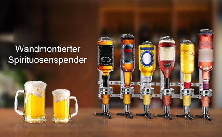 Youyijia 6 Schnapsspender Flaschenhalter Wandmontiert, 6 x 30 ml Bar Butler Getränkehalter für Spiri