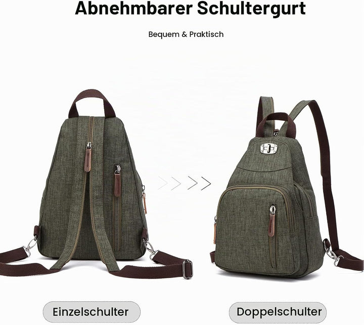 FANDARE Retro Brusttasche Sling Bag Klein Rucksack Schulranzen Umhängetasche Schulrucksack Sporttasc