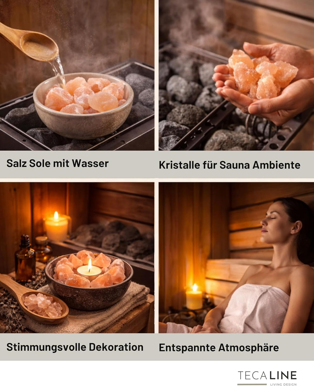 Saunasalzsteine Pink – Salzkristalle 2–5 cm – 2 kg – Kristallsalz Brocken für Sauna &amp; Sole-Schale –