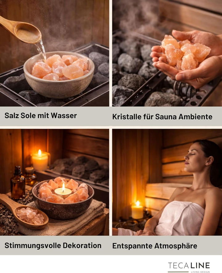 Saunasalzsteine Pink – Salzkristalle 2–5 cm – 2 kg – Kristallsalz Brocken für Sauna &amp; Sole-Schale –