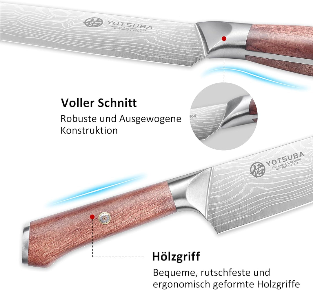 YOTSUBA Kochmesser, Profi Japanisches Küchenmesser Messer 22CM Chefmesser Allzweckmesser aus hochwer