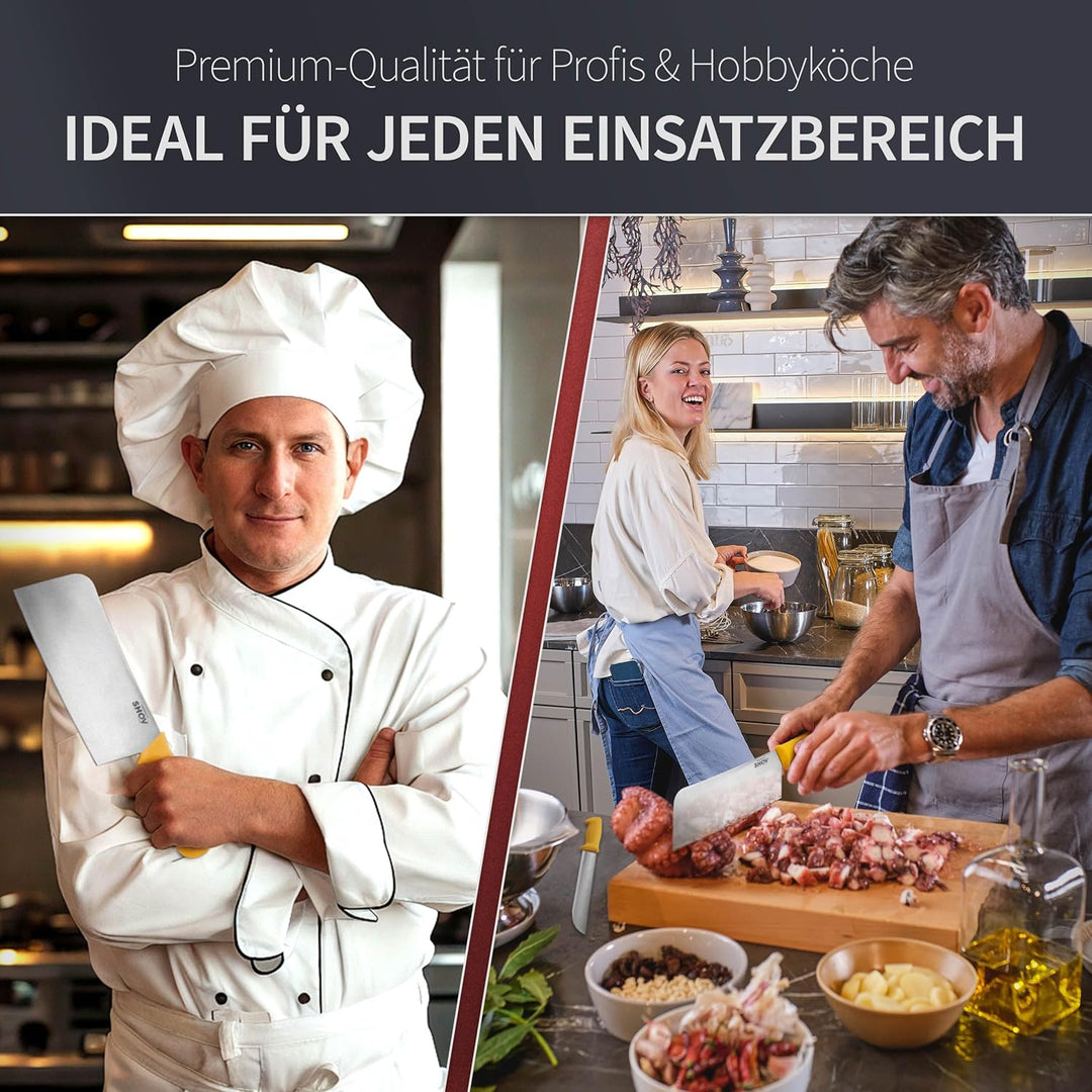 Shov Küchenmesser Set – Premiumqualität | Profi Küchenmesser | Kochmesser Set | Fleischmesser | Ausb