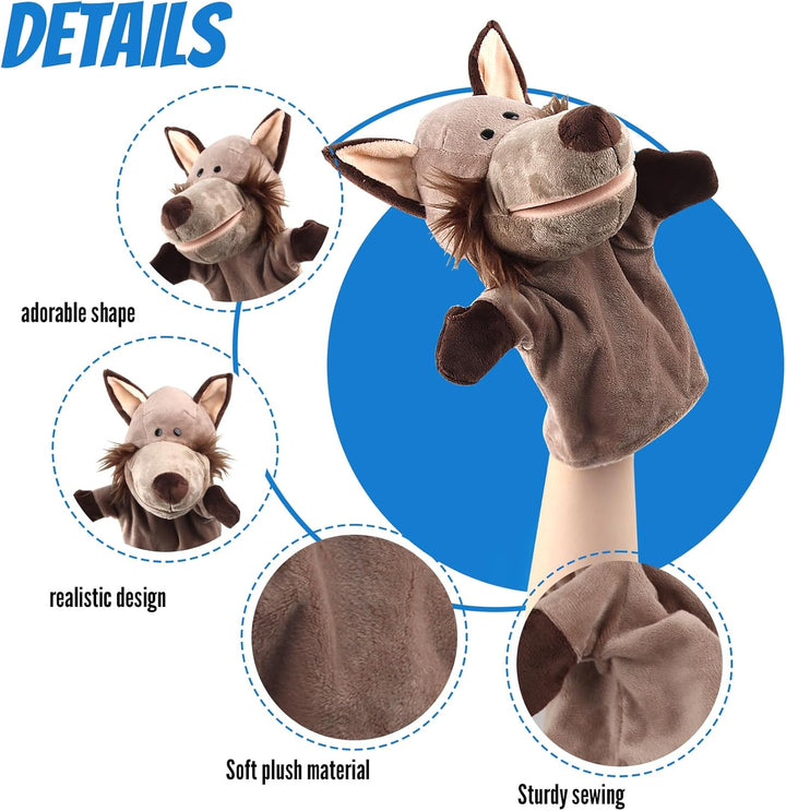 ACTOYS Handpuppe Wolf, Handpuppen für Erwachsene Hände, für Geschenke, Puppentheater (Grauer Wolf),