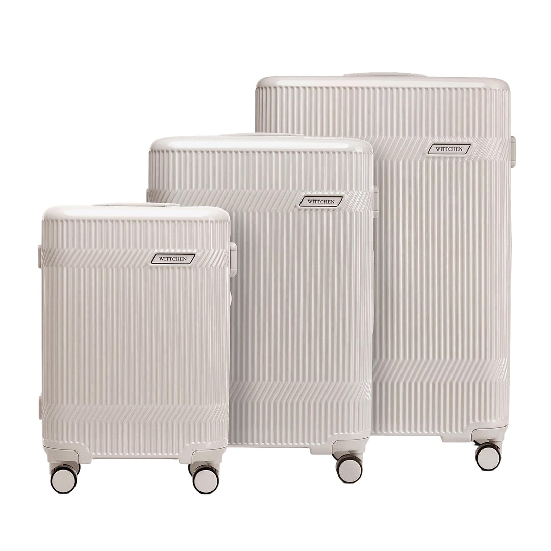 WITTCHEN Kofferset Hartschalenkoffer Polycarbonat 4 Rollen Gloss Line | Beige Hochglanz Beige Koffer
