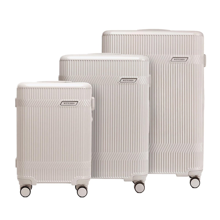 WITTCHEN Kofferset Hartschalenkoffer Polycarbonat 4 Rollen Gloss Line | Beige Hochglanz Beige Koffer