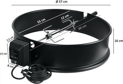 BBQ-Toro Grillspiess Set für Weber Kugelgrill (57 cm) und viele andere Modelle, Rotisserie, Drehspie