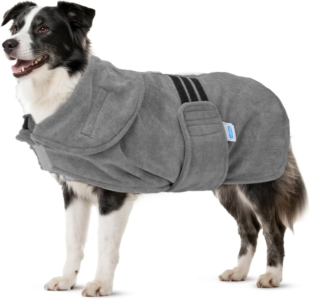 Nobleza Hundebademantel Mikrofaser mit Klettverschluss,Super saugfähig und schnell trocknend,Bademan