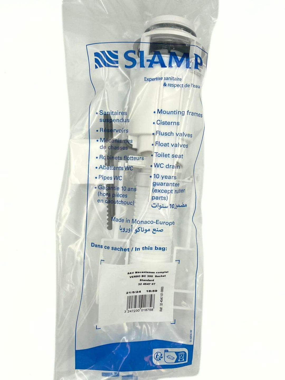 Siamp 32454407-Mechanismus Doppelvolumen-Mechanismus für Spülkasten, 1100