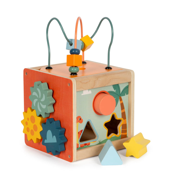 small foot Motorikwürfel „Dino“, Activity-Würfel aus FSC 100%-zertifiziertem Holz, für Kinder ab 12
