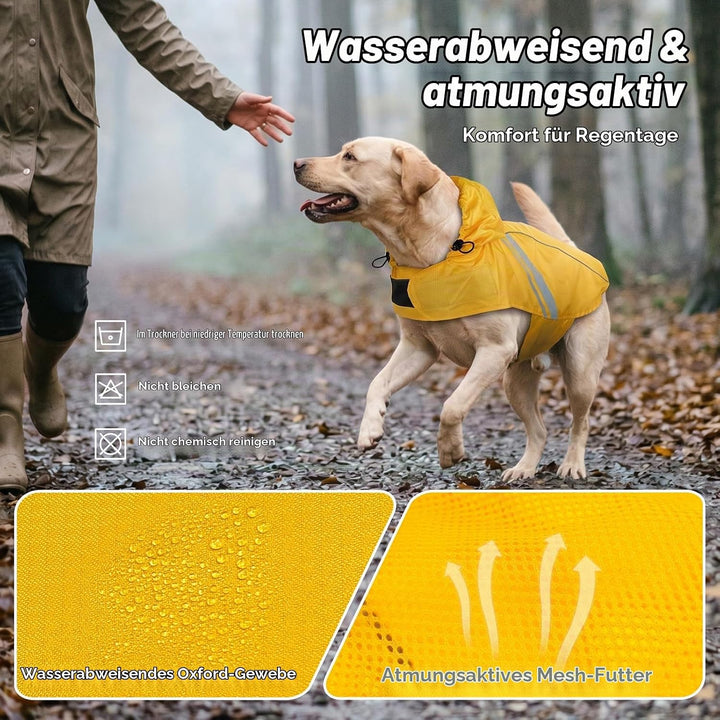 VIVAGLORY Wetoff Hunderegenmantel, Regenmantel Hund für Winter, Hunderegenjacke, Wasserdicht &amp; Refle