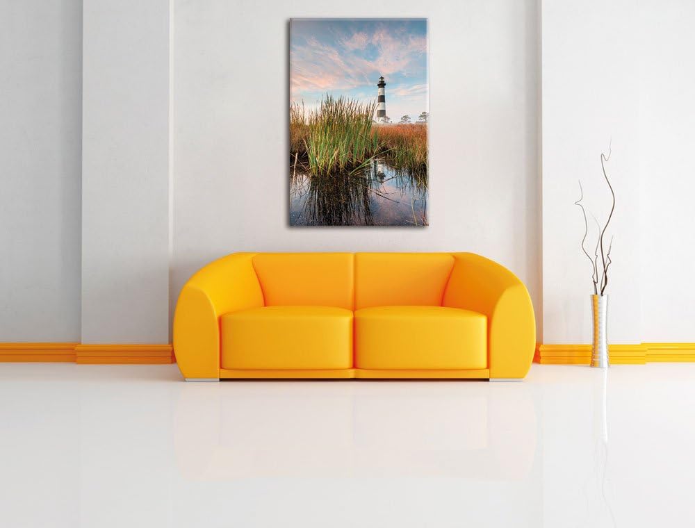 Pixxprint Leuchtturm, Format: 100x70 auf Leinwand, XXL riesige Bilder fertig gerahmt mit Keilrahmen,