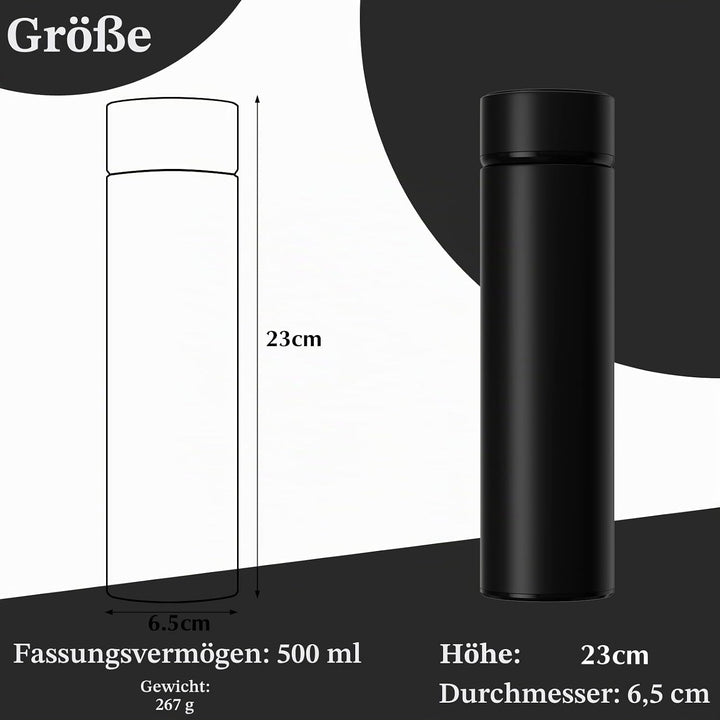 Homealexa 500ml Thermosflasche, Vakuum Isolierbecher Trinkflasche aus 304 Edelstahl, LED-Touchscreen