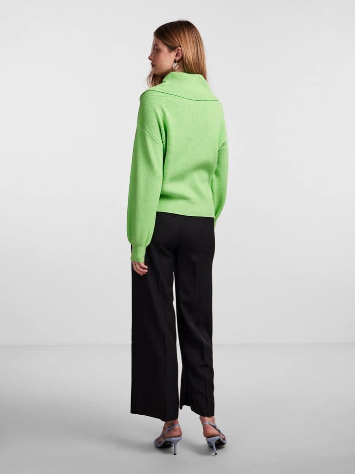 YAS Damen Yasdeli Ls Zip Knit S. Noos Pullover L Summer Green, L Summer Green