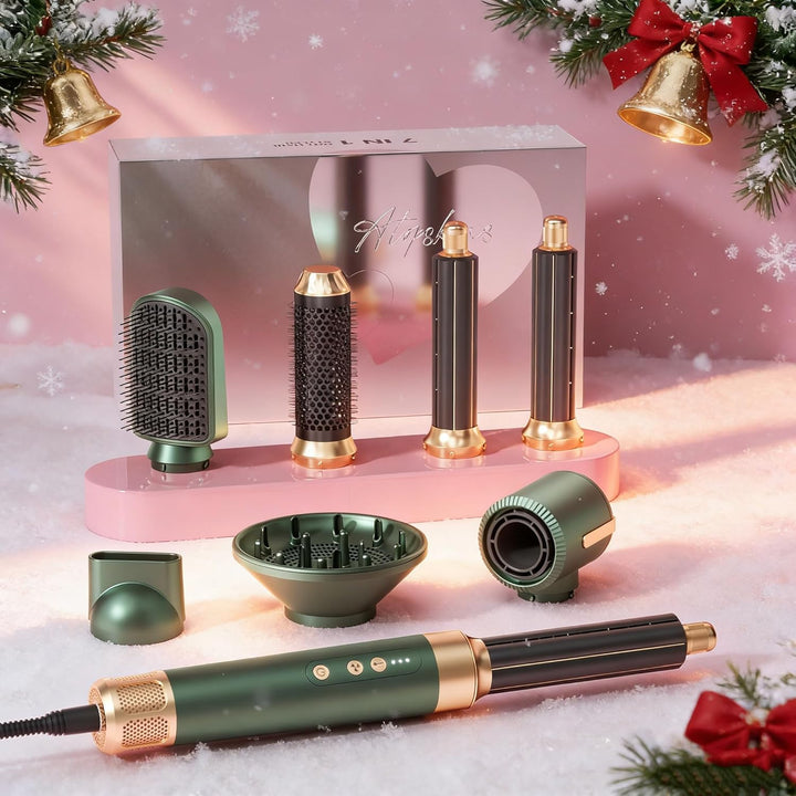7 In 1 Airstyler Pro, Atopskins Hairstyler Warmluftbürste Set, 11,0000 Rpm Föhn mit Diffusor, Rundbü