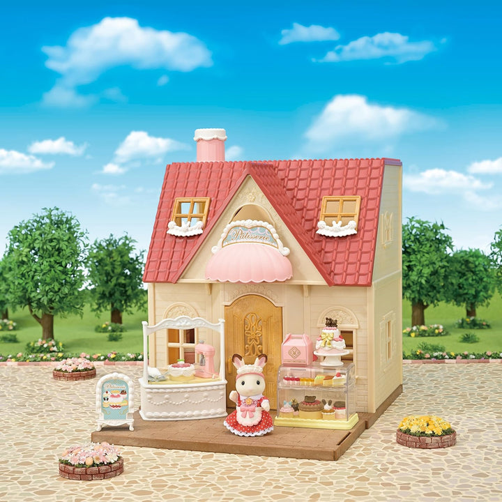 Sylvanian Families 5807 Dorfkonditorei Set für Starter Haus, Ergänzungsset inklusive Backofen mit Fu