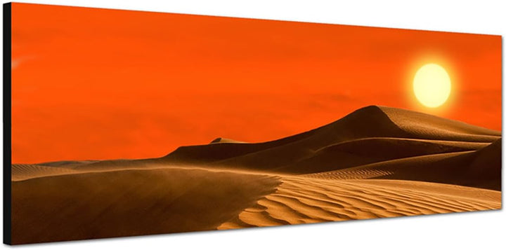 Paul Sinus Art Panoramabild auf Leinwand und Keilrahmen 150x50cm Afrika Wüste Sanddünen Abendsonne