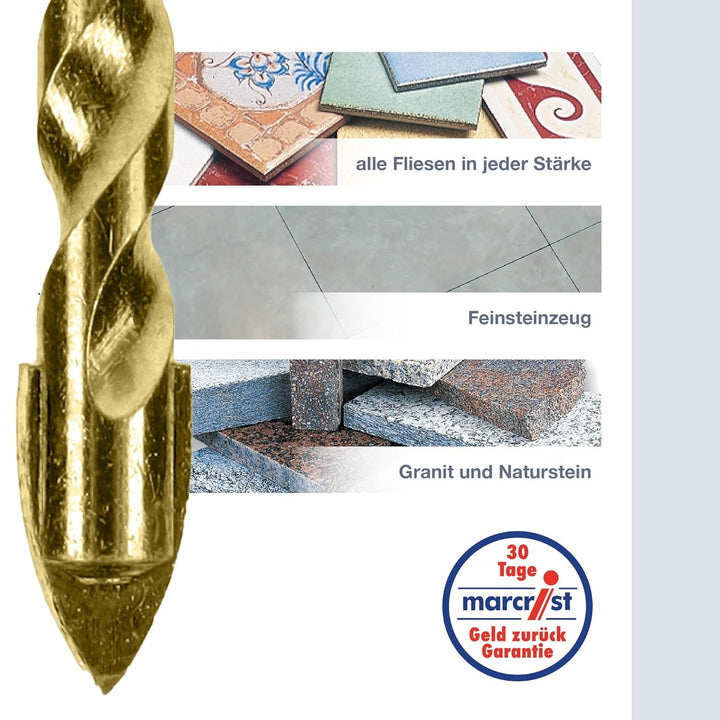 Marcrist TD850 Fliesenbohrer 8mm - Hard Ceramic Bohrer für harte Fliesen, Keramik, Granit und Marmor