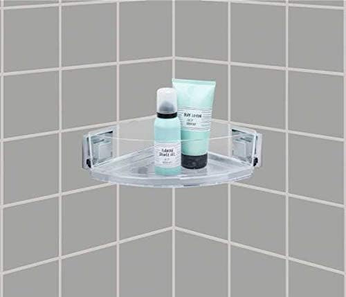 WENKO Vacuum-Loc Badezimmer Eckregal Quadro UNO, Mit herausnehmbarer Schale, Befestigen ohne Bohren,