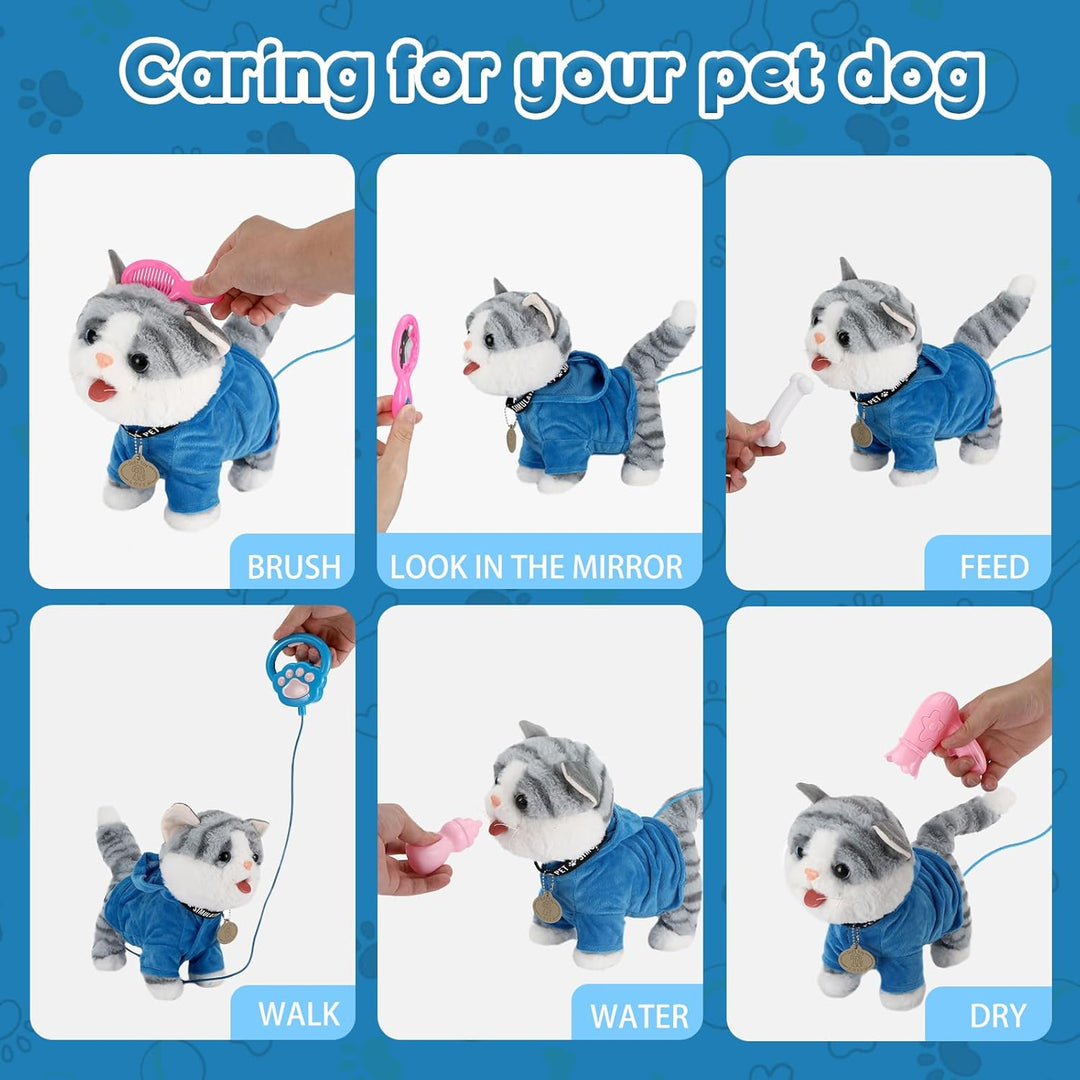 GuKKK Nteraktives Haustier Katze, Spielzeug Katze für Kinder, Katzen Ahre Kuscheltier Spielzeug, mit