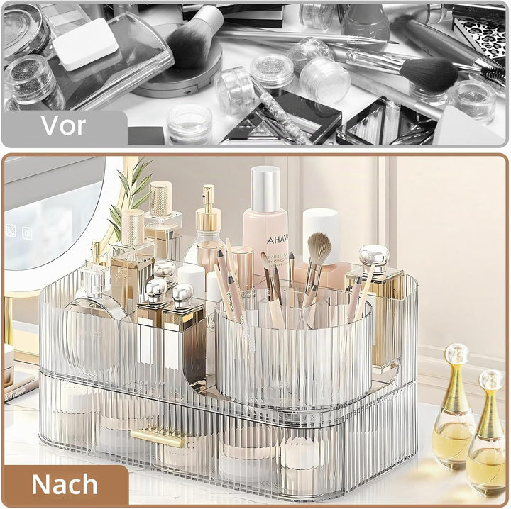 DASITON Make Up Kosmetik Organizer, 360° Drehbar Make Up Pinsel Organizer, Grosser Kosmetik Aufbewah