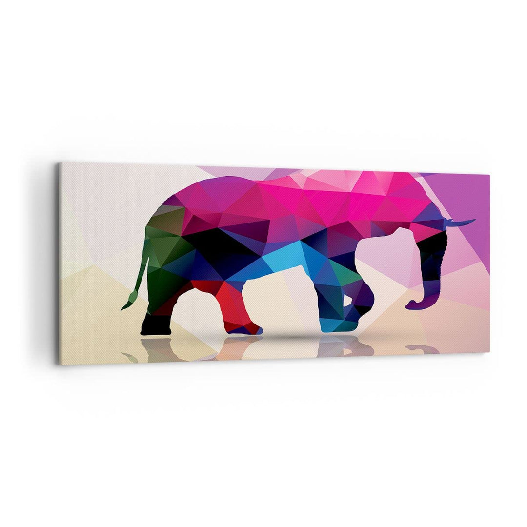 Wandbilder Dekoration Wohnzimmer Elefanten Illustration Bunt Panorama Bilder auf Leinwand 120x50cm L