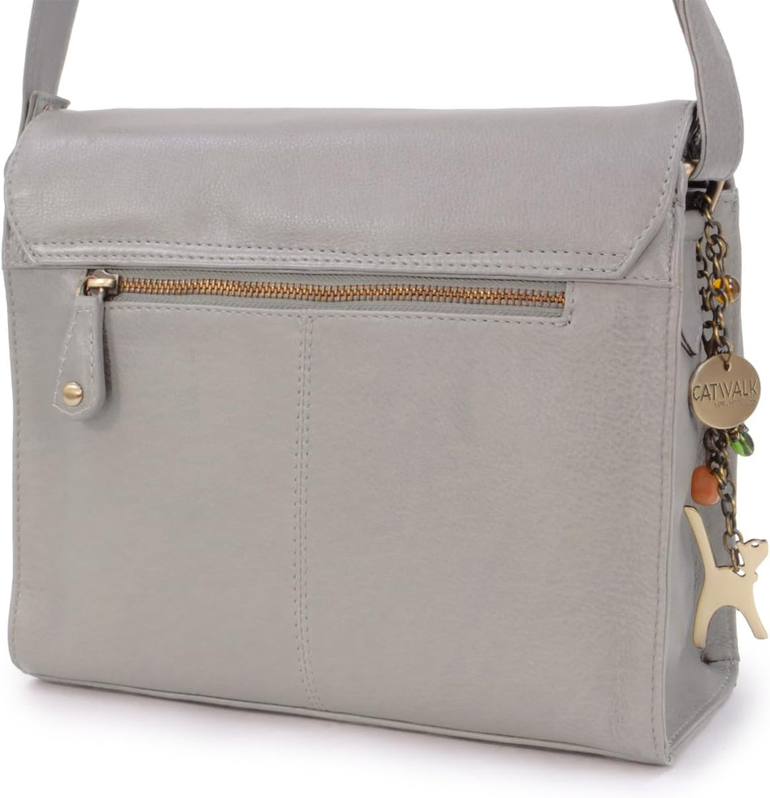 Catwalk Collection Handbags - Vintage Leder - Umhängetasche/Schultertasche - Passend für iPad und Ta