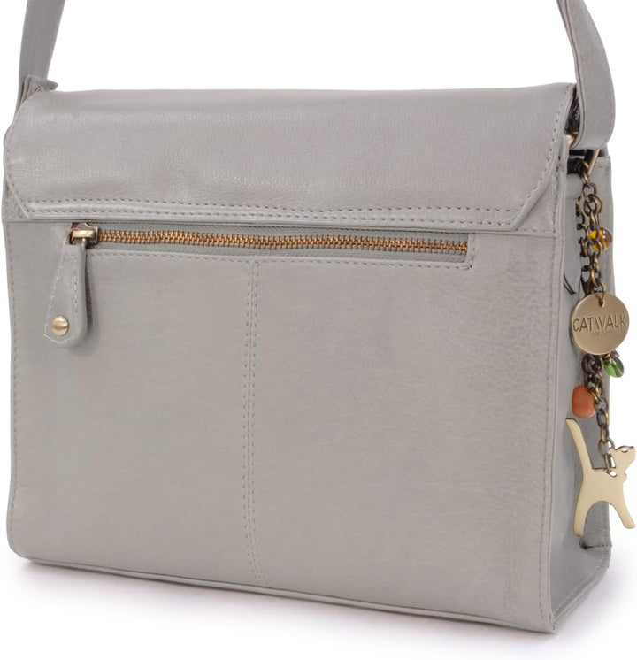 Catwalk Collection Handbags - Vintage Leder - Umhängetasche/Schultertasche - Passend für iPad und Ta