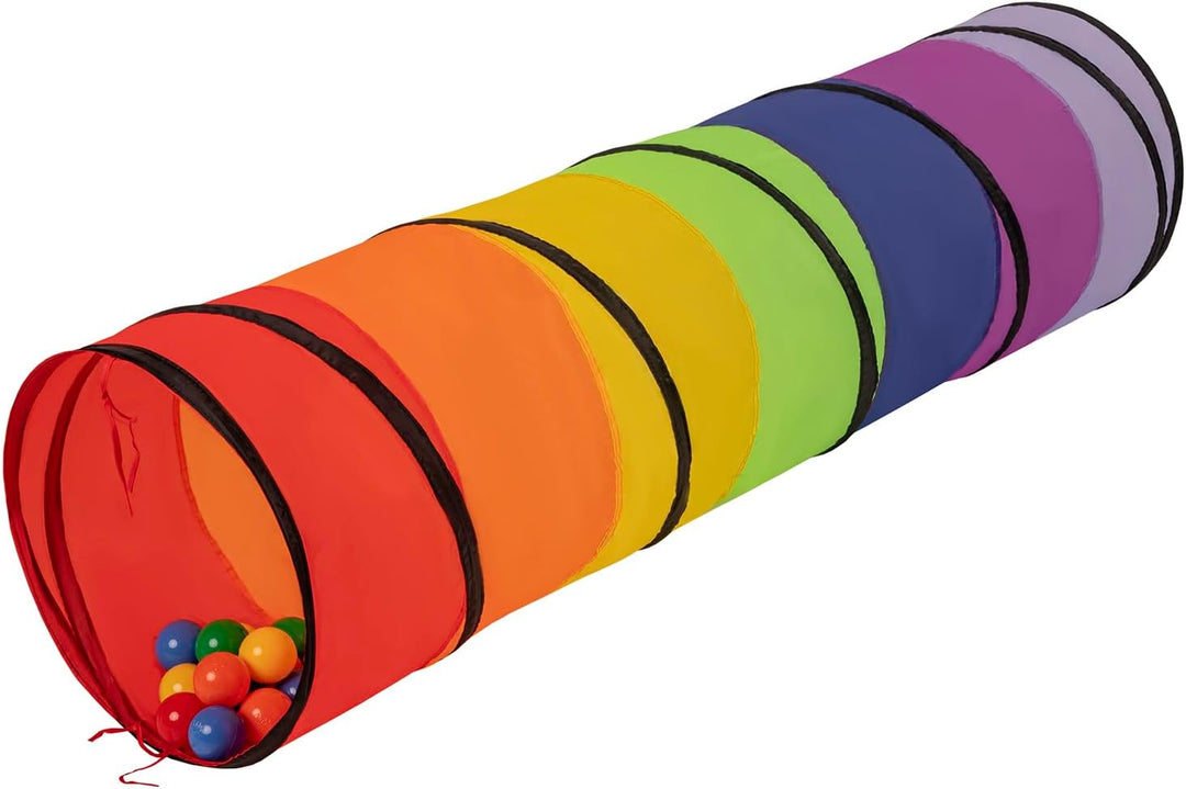 Selonis Pop-Up Tunnel Mit 900 Bälle Für Kinder Krabbel Spieltunnel, Mehrfarbig:Gelb/Grün/Blau/Rot/Or