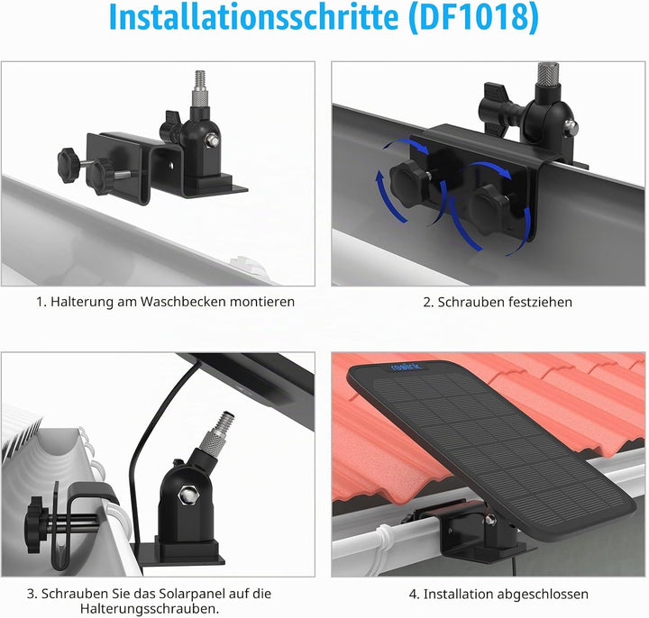 HOLACA Kamera und Solarpanel Dachrinnenhalterung Kompatibel mit Reolink Argus 3MP,4MP/2K,5MP/2K,4K/8