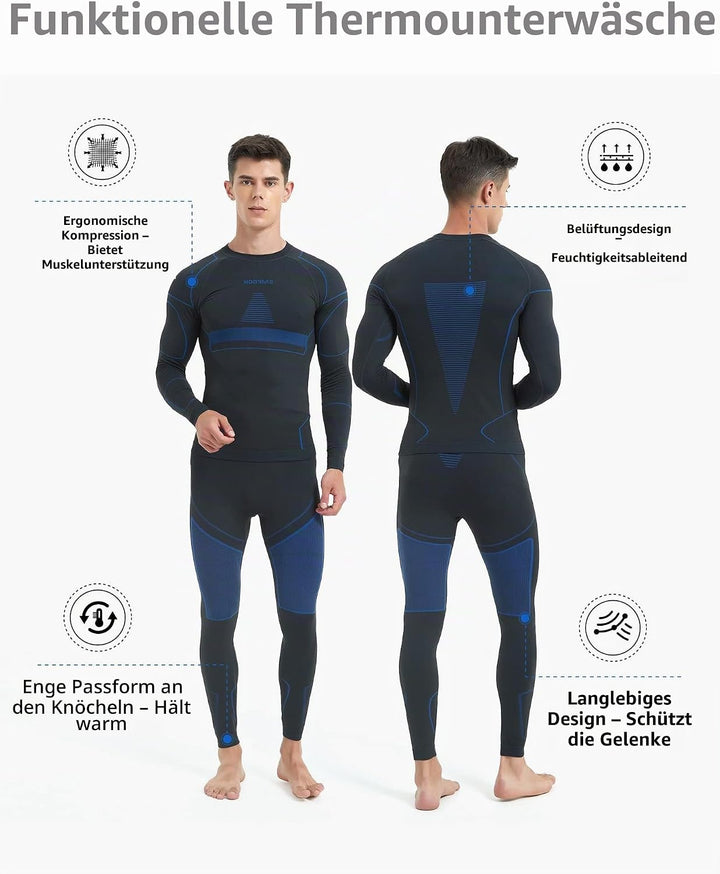 NOOYME Thermounterwäsche Herren Atmungsaktiv Thermoaktiv Funktionswäsche Herren Funktionsunterwäsche