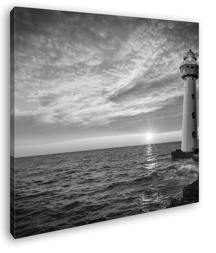 deyoli gigantischer Leuchtturm Format: 70x70 Effekt: Schwarz&Weiss als Leinwandbild, Motiv fertig ge
