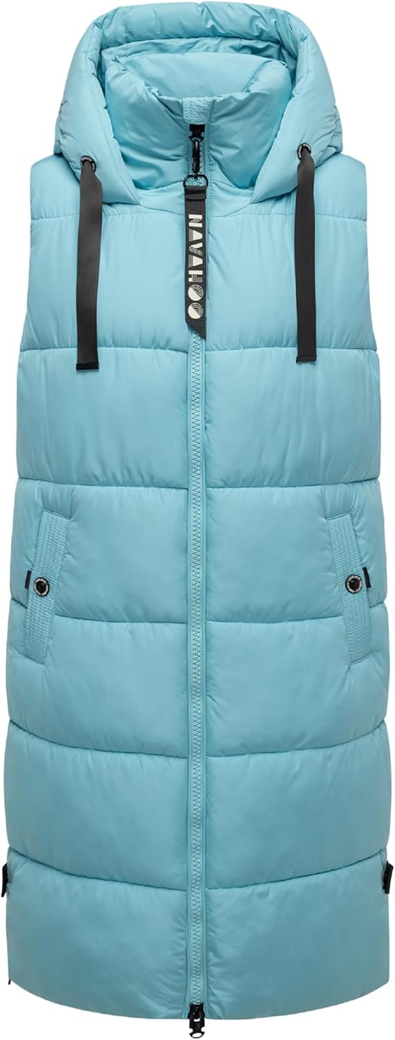 Navahoo Damen ärmellose lange Outdoorweste warme Winterjacke Schnuffelchen XS-3XL XS Sky Blue, XS Sk