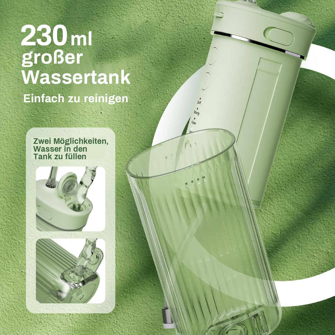 JTF Munddusche Mini, Tragbar Elektrische Zahnreinigung Kabellos, Reise Zahnzwischenraumreiniger mit