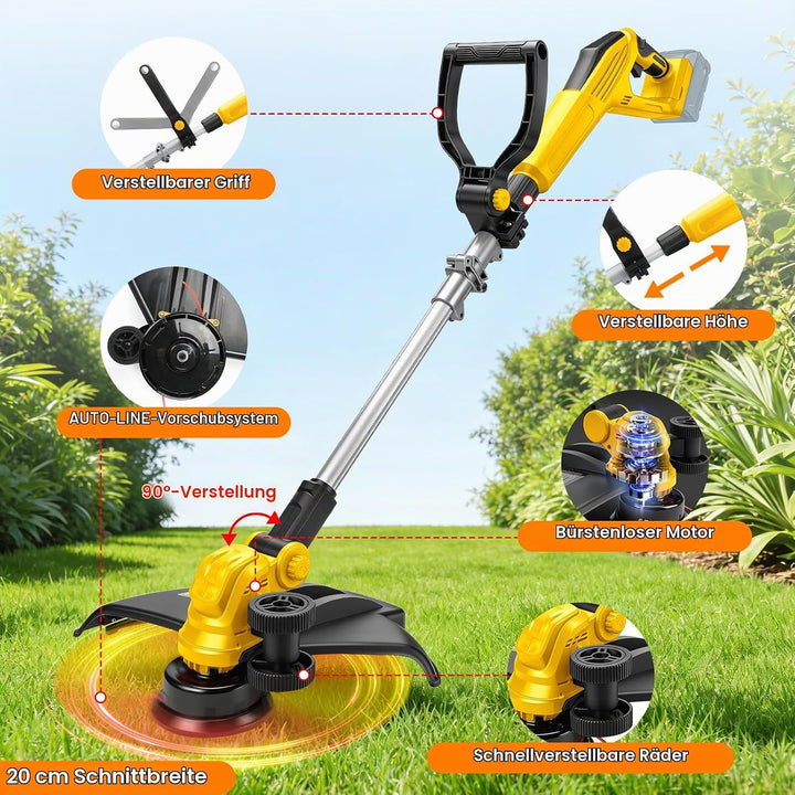 Akku Rasentrimmer kompatibel mit Dewalt 20V MAX Akku, 5-in-1 Bürstenloser Elektrischer Rasentrimmer,