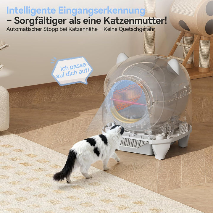 Devoko Katzenklo Selbstreinigend,Niedliche Katzenohren,Automatische Katzentoilette XXL,Fernsteuerung