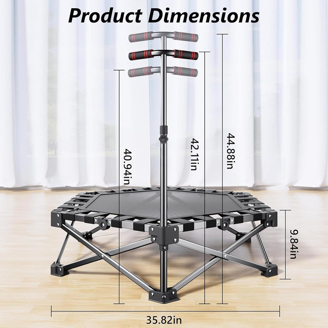 42" Faltbares Rebounder-Trampolin mit verstellbarem Griff, Fitness-Trampolin, Bungee-Rebounder, Jump