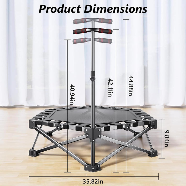 42" Faltbares Rebounder-Trampolin mit verstellbarem Griff, Fitness-Trampolin, Bungee-Rebounder, Jump