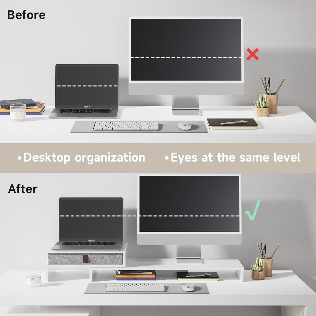 Fenge Dual Monitorständer mit Schublade für PC Computer Laptop Printer, Monitorständer Riser, Länge