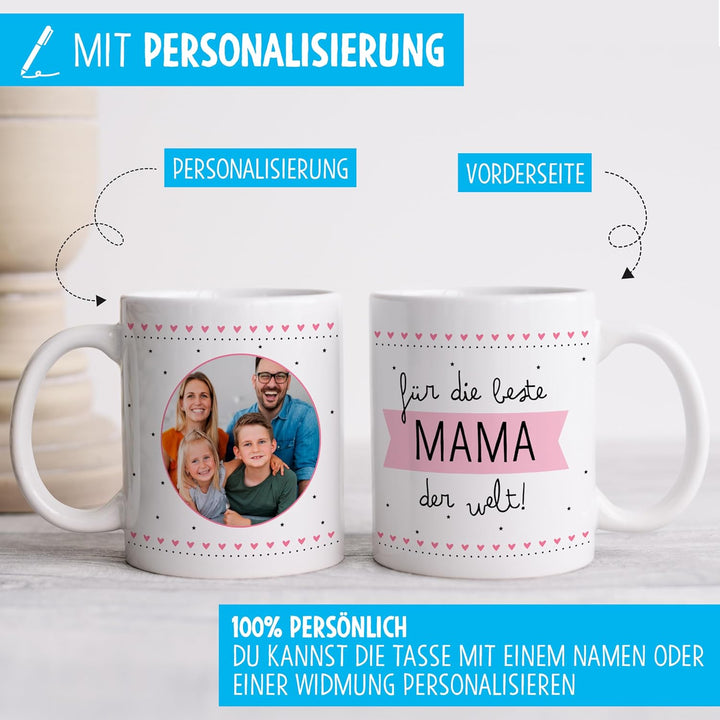 OWLBOOK® Tasse Beste Mama mit Foto selbst gestalten | Fototasse mit eigenem Bild | Geschenke Geburts