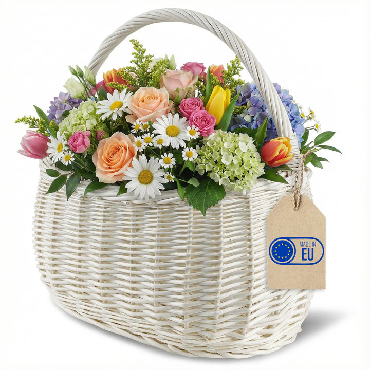 Creative Home Einkaufskorb Weidenkorb mit Henkel Picknickkorb | 45 x 26 x 41 cm (+/- 2 cm) | Handgef