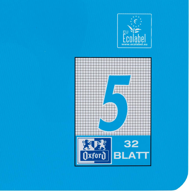 Oxford Schulheft A5, 32 Blatt, Lineatur 5, kariert, 10 Stück (Packung mit 2) 32 Blatt (Packung mit 2