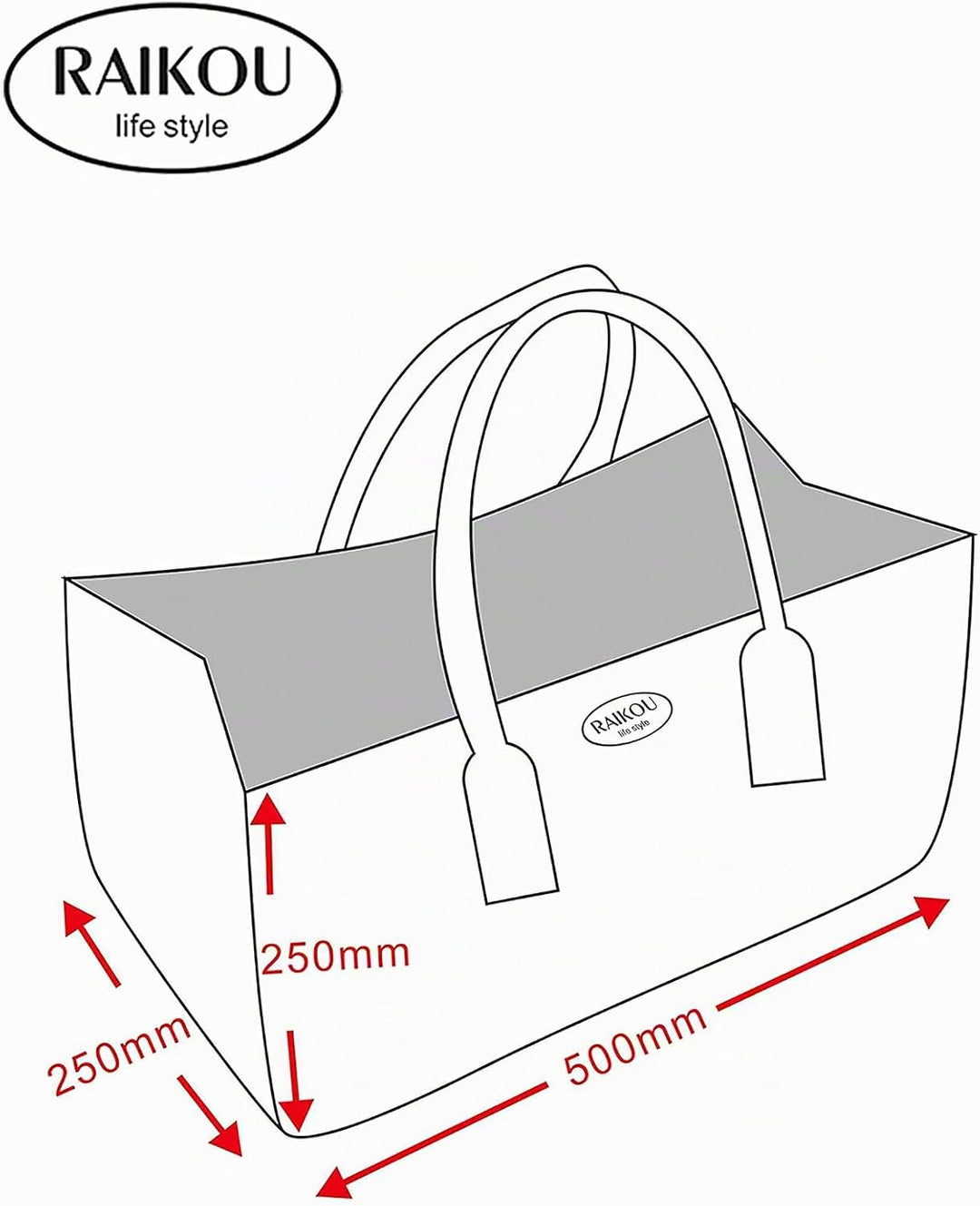 RAIKOU KULT Filz-Tasche Shopper NEU Filzkorb Einkaufstasche Henkeltasche Zeitungskorb Stabile Kaminh