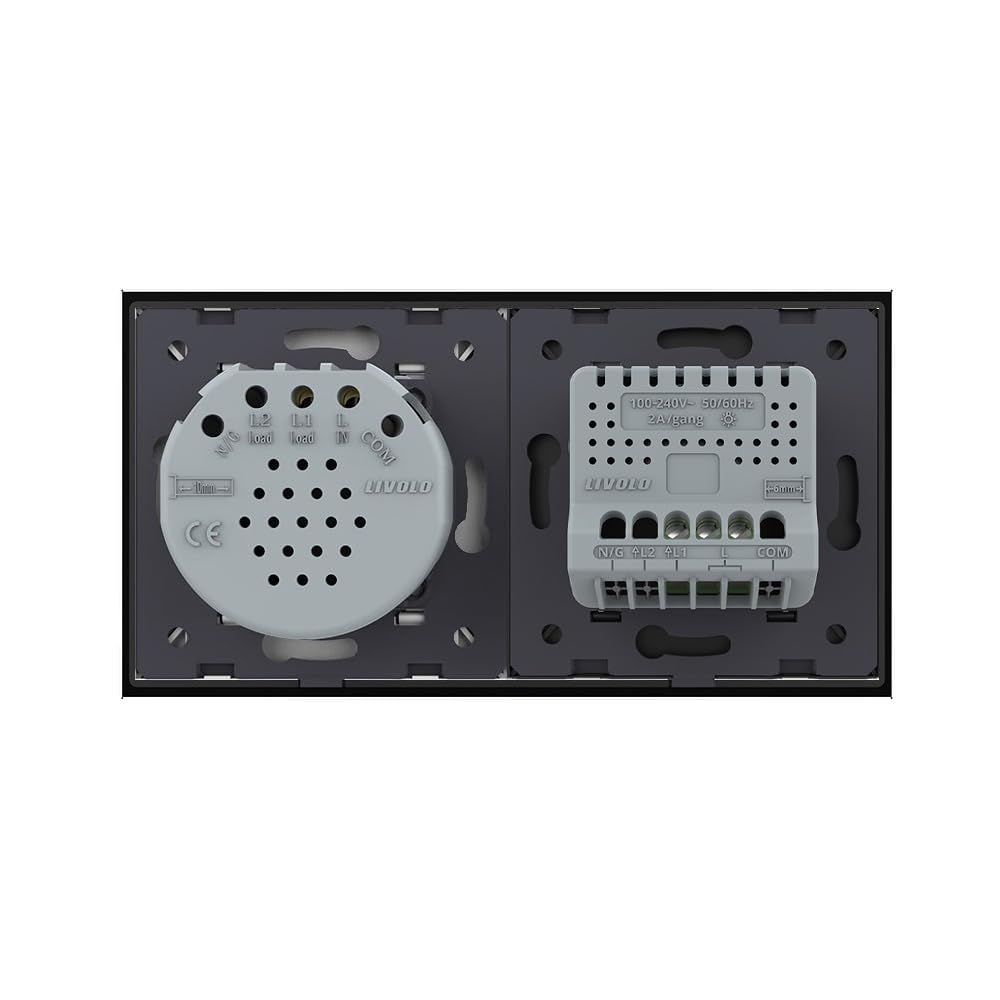 LIVOLO Lichtschalter und Wechselschalter/Kreuzschalter Wandschalter UP inkl. Glasrahmen in Schwarz