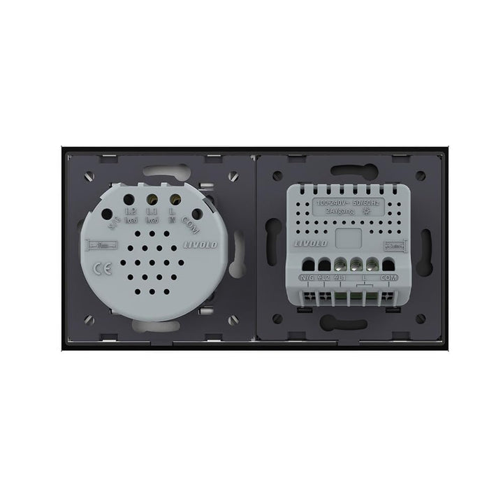 LIVOLO Lichtschalter und Wechselschalter/Kreuzschalter Wandschalter UP inkl. Glasrahmen in Schwarz