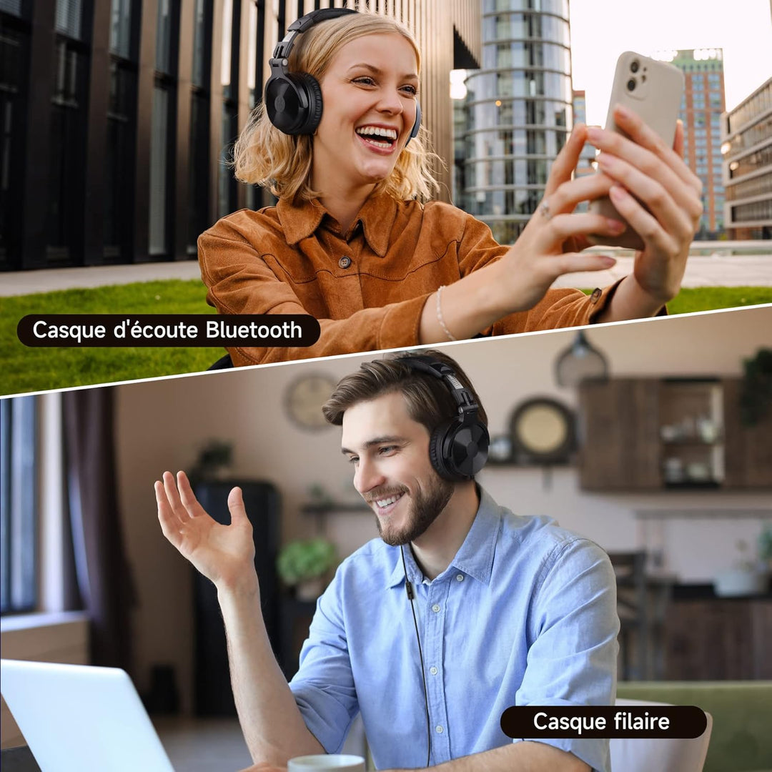 Oneodio Kabellos & Verdrahtet Bass Stereo Ohr-Kopfhörer Hi-Fi Klang Bluetooth Faltbare,30 Stunden Sp