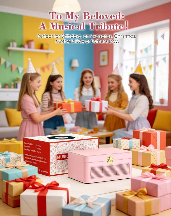 Tragbar CD Player Bluetooth Retro Radio mit CD-Player mit Lautsprecher Unterstützung USB & AUX-Wiede