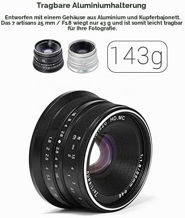 7artisans 25mm F1.8 Manueller Fokus Prime Fixiertes Objektiv für Olympus Micro Four Thirds MFT m4/3