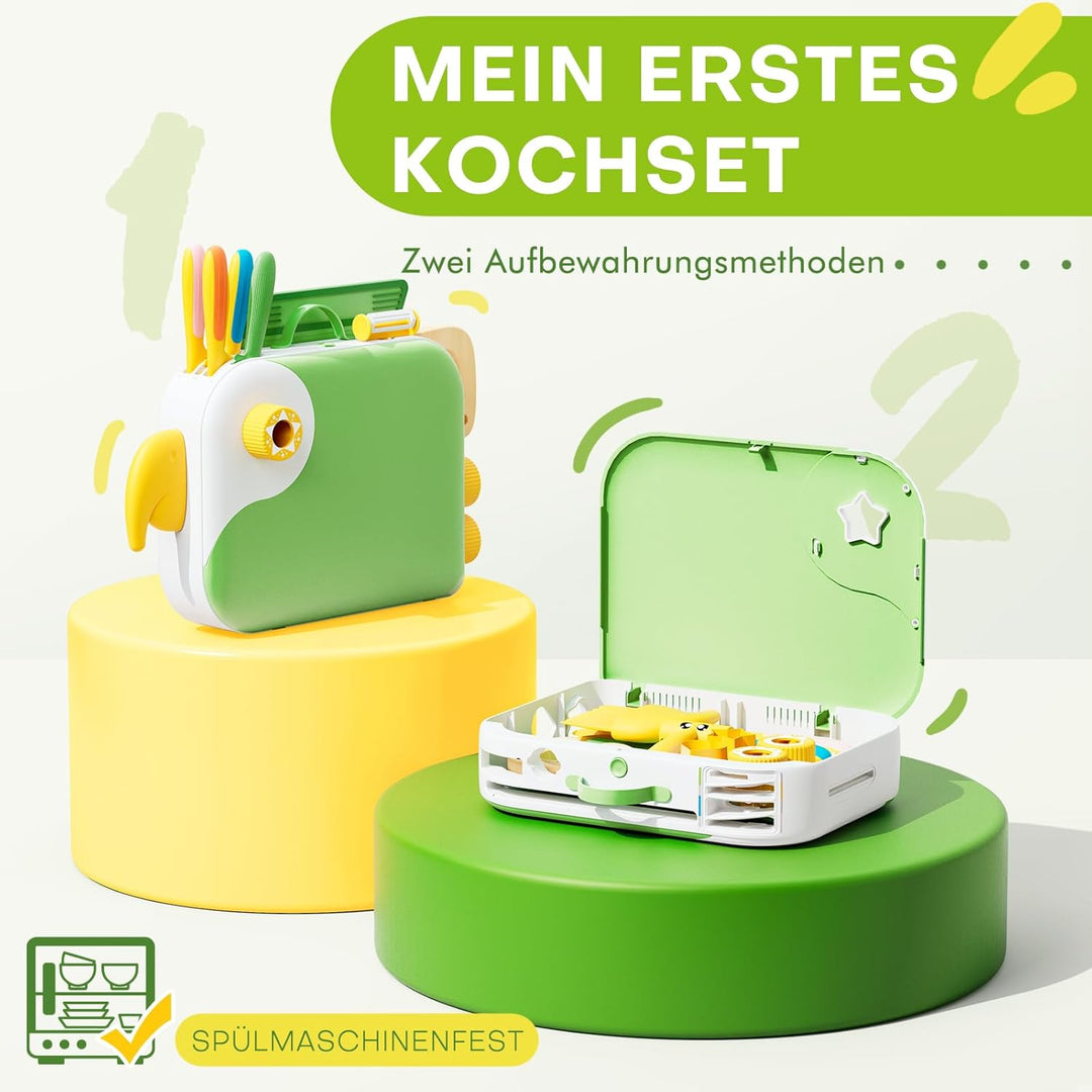 Kindermesser set - Kinder Sicherheit Küchenmesser für Echtes Kochen mit Aufbewahrungsbox, Gemüse Aus